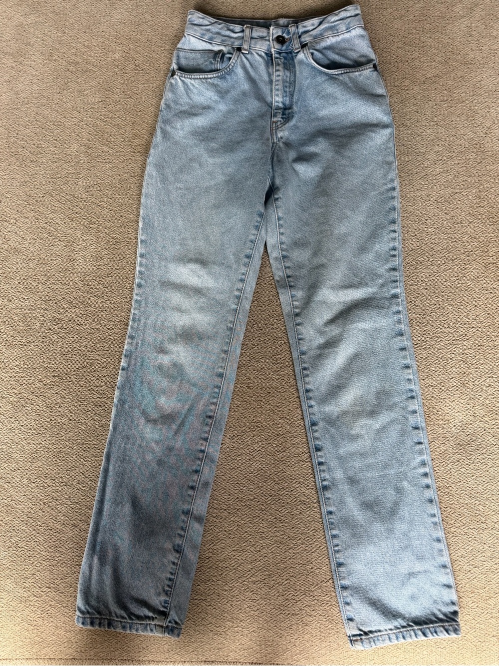 Ragged Light Wash High Waisted Straight Leg Jeans Size 24/0